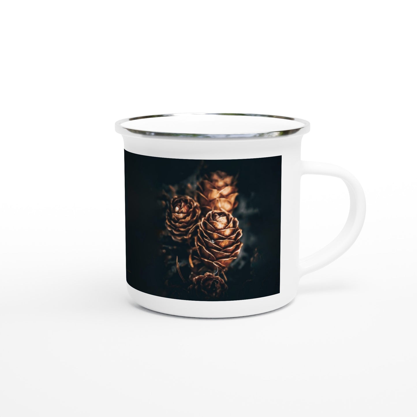 Pinecone love - Hvitt emaljekrus – 12 oz