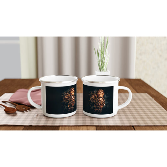 Pinecone love - Hvitt emaljekrus – 12 oz